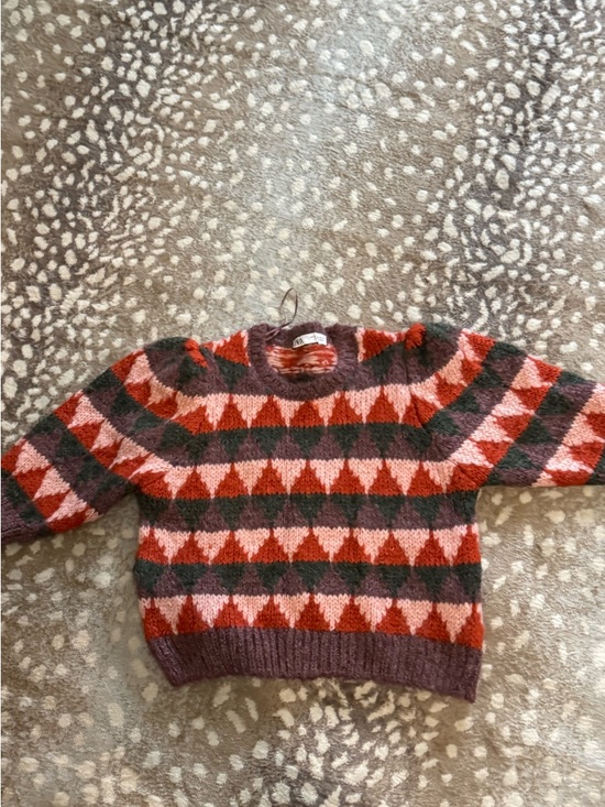 Zara Sweaters - Zara Crewneck Sweater in Red, Pink & Green Geometric Stripe